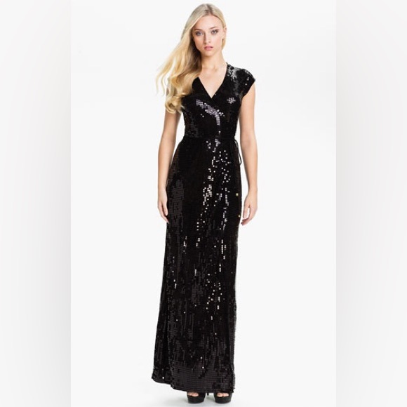 Michael Kors Sequin Wrap Maxi Dress - Picture 1 of 12